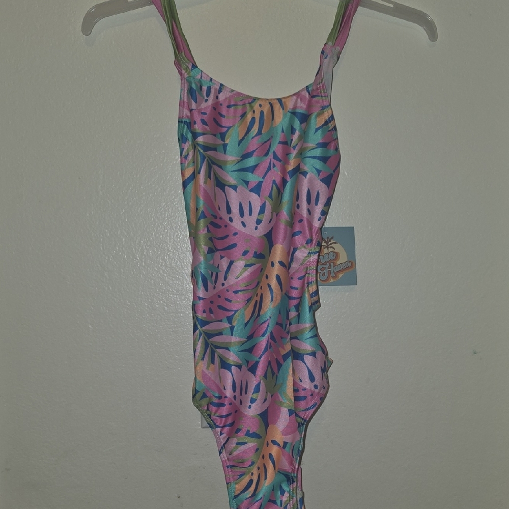 Tropical Leaf Kids Swim One Piece